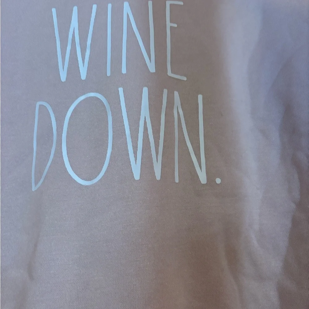 Rae Dunn Pink Hoodie with Wine Down Print. Medium. - Picture 3 of 5